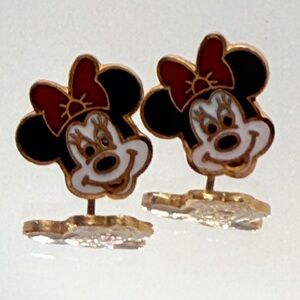 Vintage Disney‎ Minnie Mouse Post Earrings with Gold-Tone Backing